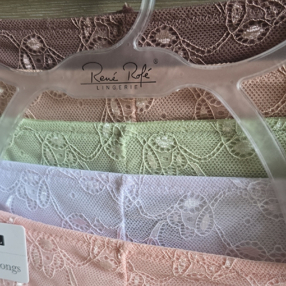 Rene Rofe Women's Lace Thong Collection - Peach, Mint, White, Mocha 💜 - Picture 6 of 13